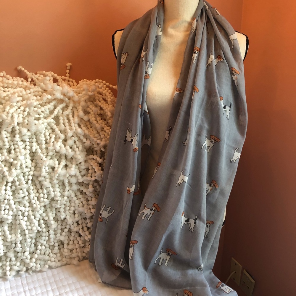 Whimsical Scarf with Puppy Dogs - New